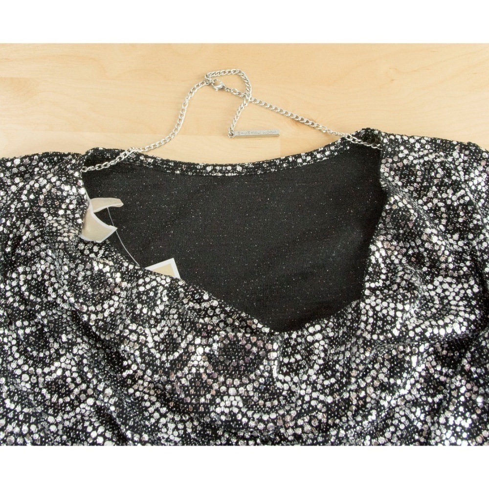 Michael Kors Black Silver Lame Cowl Back Dress XS - Picture 2 of 7